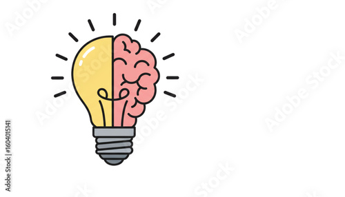 A lightbulb creatively merged with a brain, symbolizing innovative thinking and bright ideas.