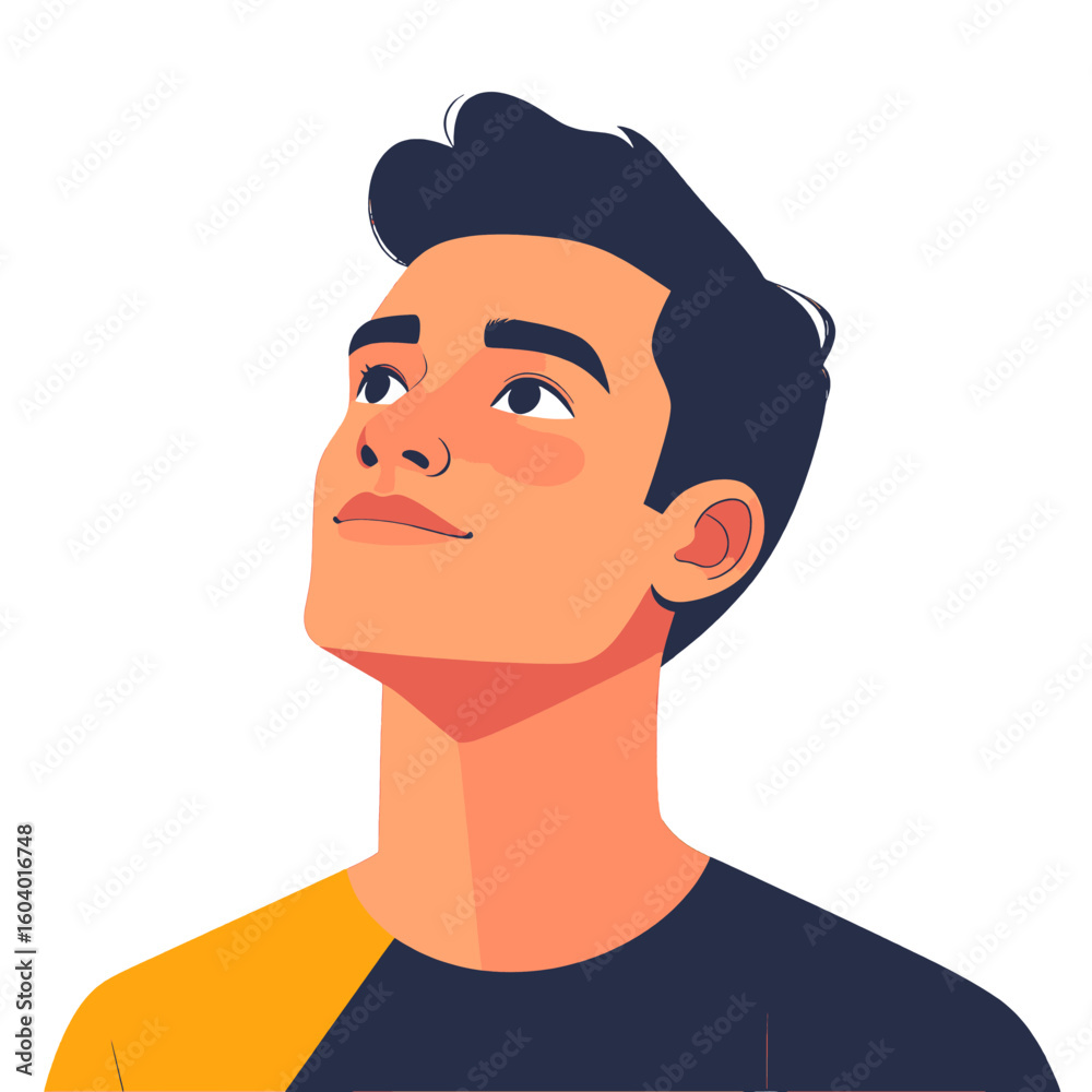 Obraz premium Pixel Art Portrait Of A Young Man Looking Upward