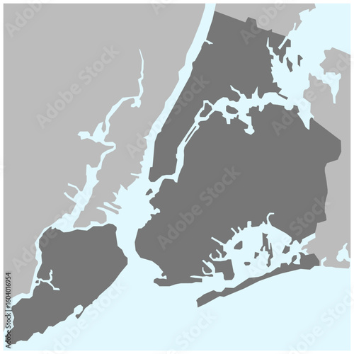 New York City map outline – editable vector map of boroughs and coastlines