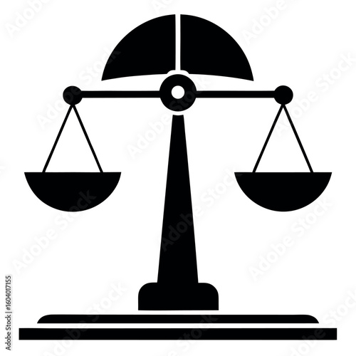 Black Silhouette Vector of Weighing Scale on White Background