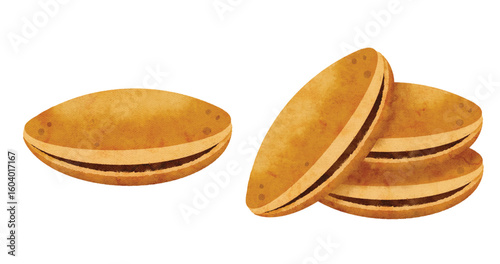 Dorayaki Bread llustration. Traditional Japanese Sweet Dessert  Illustration