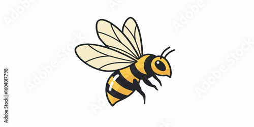 Bee Vector Illustration – Clean Line Art of Honey Bee Design