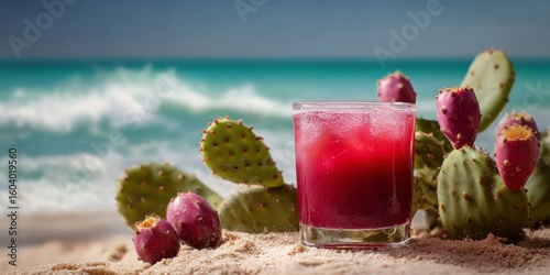 Prickly pear drink on the beach