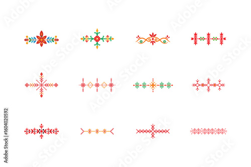 Classic handcrafted folk borders with ethnic visual themes Vector illustration