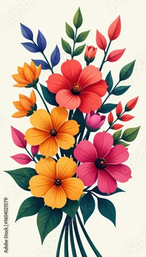 Vibrant vector floral bouquet, diverse blooms , decoration, vector flowers, flowers vector