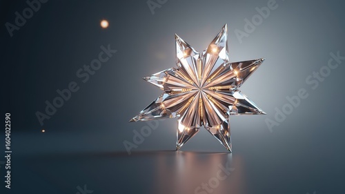 Luxury Crystal Star Ornament:  Elegant 3D Render for Holiday Decor and Festive Designs