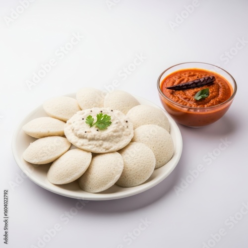 South indian idlis with chutney and sambar