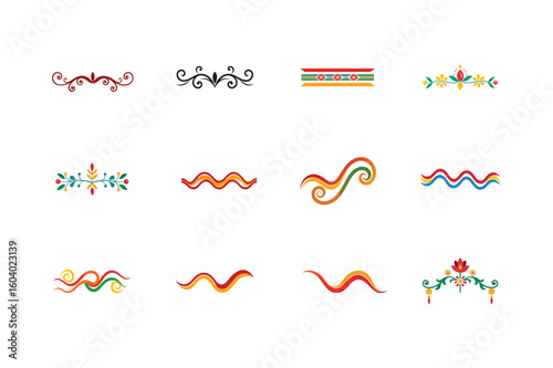 Authentic folk themed ethnic borders with intricate styling Vector illustration
