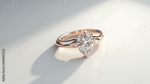 Elegant Rose Gold Pear Diamond Engagement Ring: Exquisite Sparkle and Modern Design