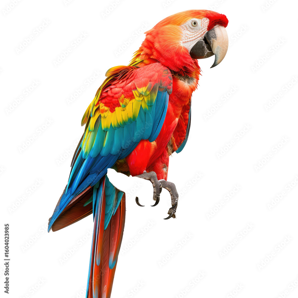 Fototapeta premium Vibrant macaw perched, displaying bold colors