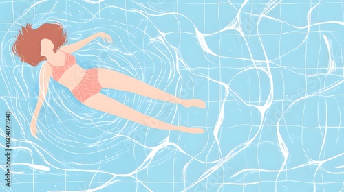A girl is swimming in the pool.