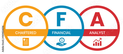 CFA - Chartered Financial Analyst acronym. business concept background. vector illustration concept with keywords and icons. lettering illustration with icons for web banner, flyer