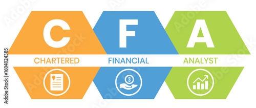 CFA - Chartered Financial Analyst acronym. business concept background. vector illustration concept with keywords and icons. lettering illustration with icons for web banner, flyer