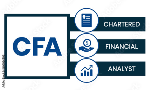 CFA - Chartered Financial Analyst acronym. business concept background. vector illustration concept with keywords and icons. lettering illustration with icons for web banner, flyer