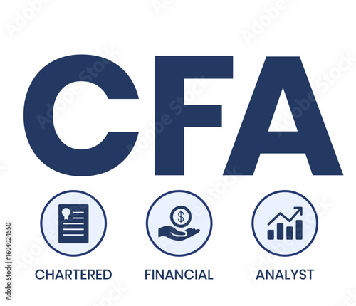 CFA - Chartered Financial Analyst acronym. business concept background. vector illustration concept with keywords and icons. lettering illustration with icons for web banner, flyer