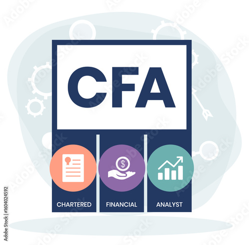 CFA - Chartered Financial Analyst acronym. business concept background. vector illustration concept with keywords and icons. lettering illustration with icons for web banner, flyer
