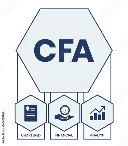 CFA - Chartered Financial Analyst acronym. business concept background. vector illustration concept with keywords and icons. lettering illustration with icons for web banner, flyer