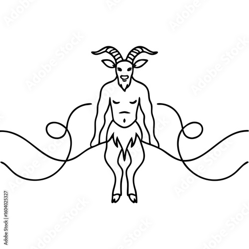 black line art satyr figure clip art preview