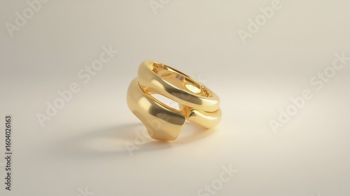 Luxury Gold Double Band Ring, Modern Minimalist Jewelry Design
