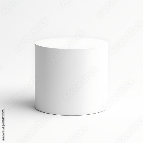 Minimalist White Cylinder on a White Background Depicting Simplicity and Cleanliness in Product Display or Architectural Visualization Projects