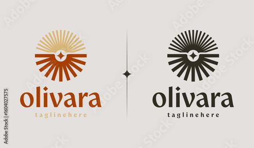 Sunset Sun Wave Logo Template. Universal creative premium symbol. Vector illustration. Creative Minimal design template. Symbol for Corporate Business Identity