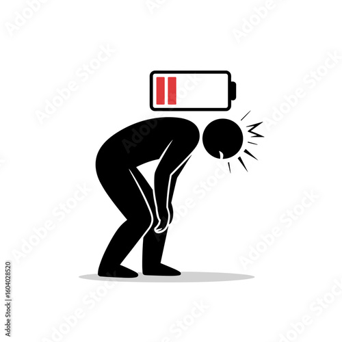 Exhausted Individual Symbolizing Low Energy, Stressful Situation, Minimalist Illustration