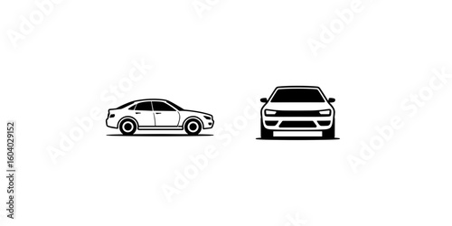 Car vector illustration, side and front views, transportation and design