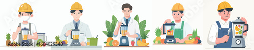 vector character architect is blending fruit