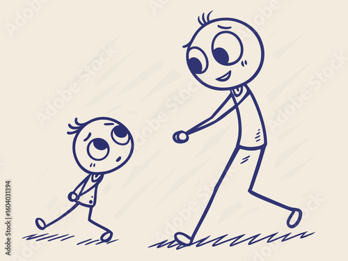 Vector illustration of a parent and child walking together, emphasizing family bond and togetherness