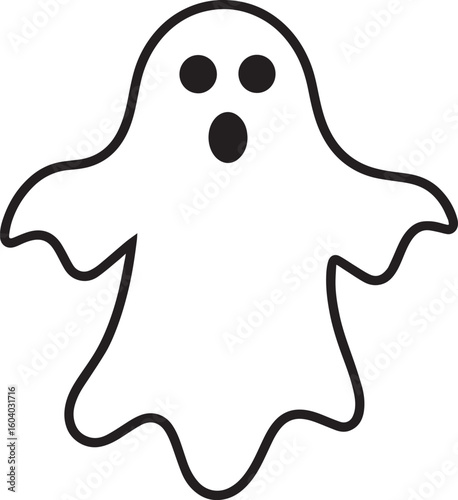 Creepy Halloween Ghost Icon in Black | Silhouette Art Illustration Vector Format