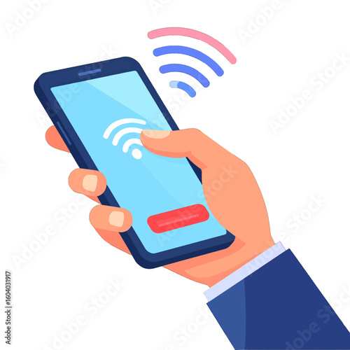 Hand Connecting To Wifi On Smartphone
