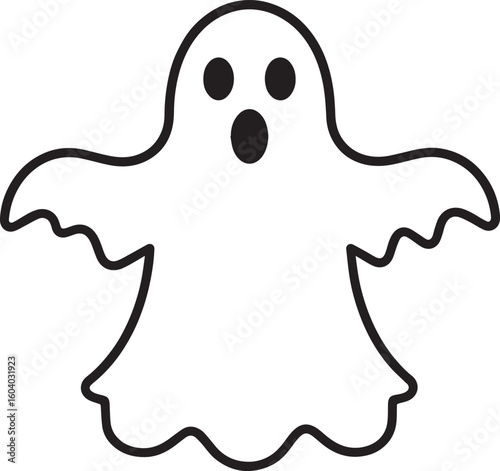 Creepy Halloween Ghost Icon in Black | Silhouette Art Illustration Vector Format