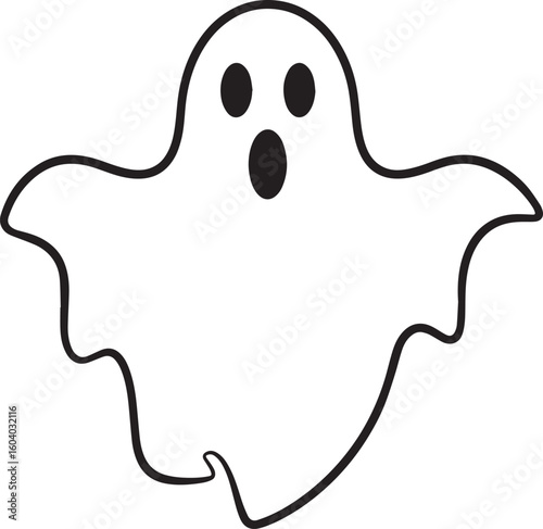 Creepy Halloween Ghost Icon in Black | Silhouette Art Illustration Vector Format