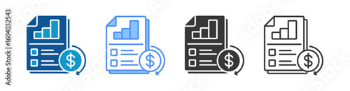 Report Icon Set Multiple Style Collection