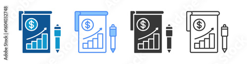 Financial Statement Icon Set Multiple Style Collection