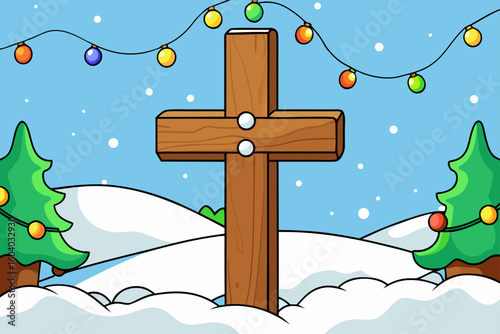 cross in the snow
