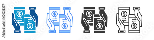 Money Transfer Icon Set Multiple Style Collection