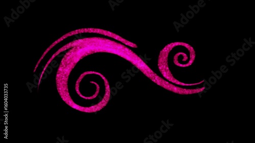 Animation hand drawn  in color of a divider decoration scroll 