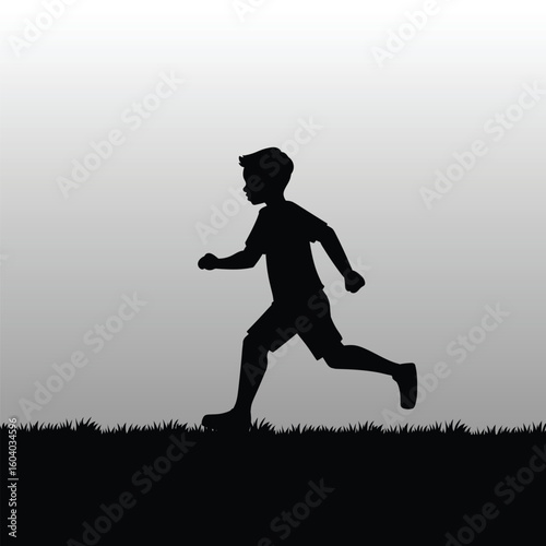 Flat design boy run silhouette design