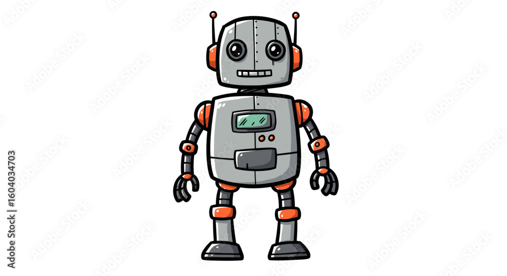 Fototapeta premium Cute robot illustration with a friendly expression and vibrant colors