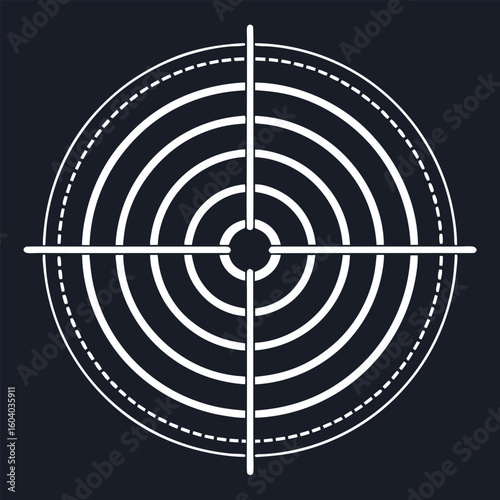 Vector art of a white target with crosshairs on a dark background symbolizing focus and precision