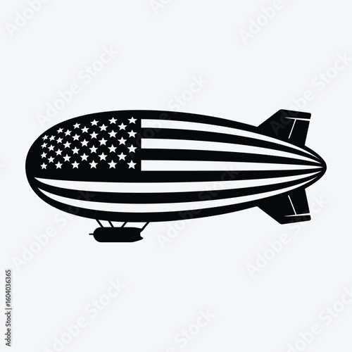 American Flag Airship Silhouette Patriotic Symbol of Freedom and Independence