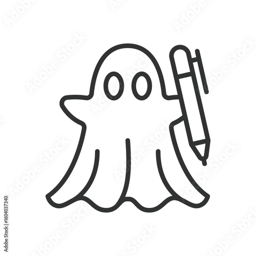 Ghostwriting, icon in line design. Ghostwriting, writer, anonymous, author, content, article, writing on white background vector. Ghostwriting, editable stroke icon