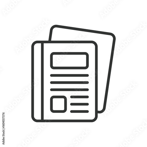 Magazine, icon in line design. Magazine, publication, article, cover, press, media, journalism on white background vector. Magazine, editable stroke icon