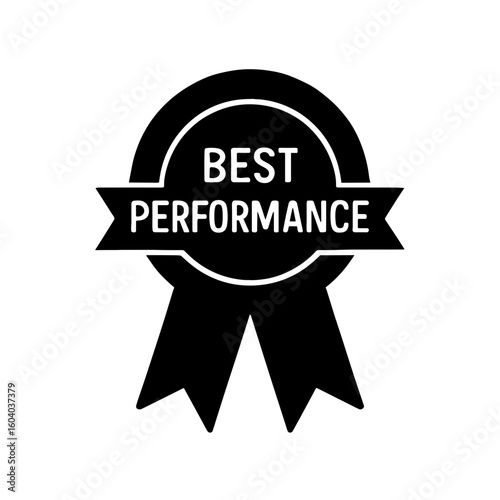 Best performance ribbon icon in filled black style – symbol of top achievement