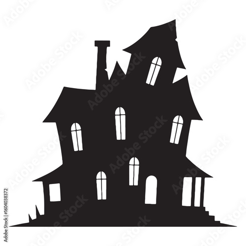 An abandoned mansion with secrets – Haunted House silhouette rendered in dark Haunted House vector – Haunted House illustration – Halloween silhouette

