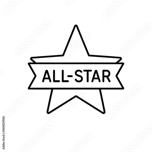 All-star badge icon in black outline style – symbol of elite status