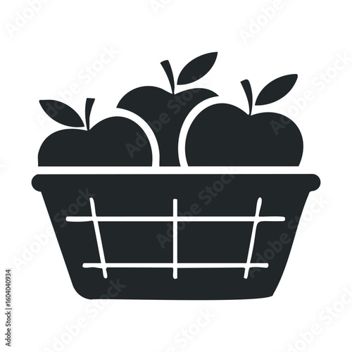 Basket of apples icon silhouette