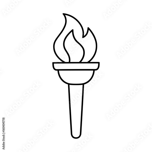 Torch icon in black outline style – symbol of inspiration and perseverance