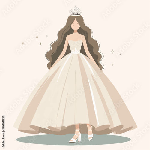 Illustration of queen in white dress